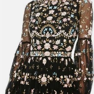 Mac Duggal Black Dress with Floral Embroidery